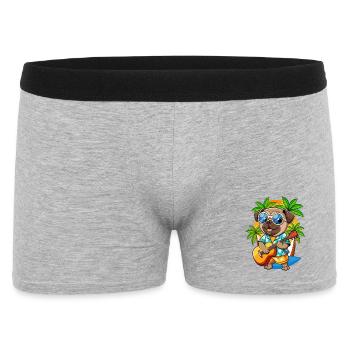 Lustige Mops Hund Sommer Strand Sonnenbrille Hawaiianisch - Männer Boxer Shorts - Grau meliert - Vorne