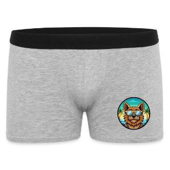 Griffon Bruxellois Hunderasse Cartoon Sonnenbrille - Männer Boxer Shorts - Grau meliert - Vorne