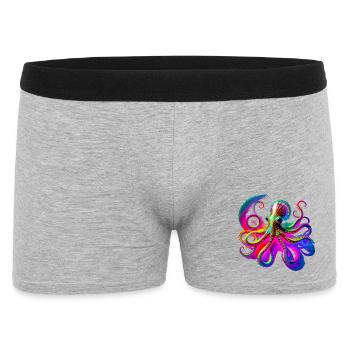 Psychedelischer Neon-Oktopus - Männer Boxer Shorts - Grau meliert - Vorne