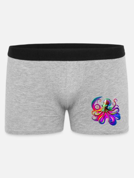 Psychedelic Neon Octopus - Men's Boxer Shorts - heather grey