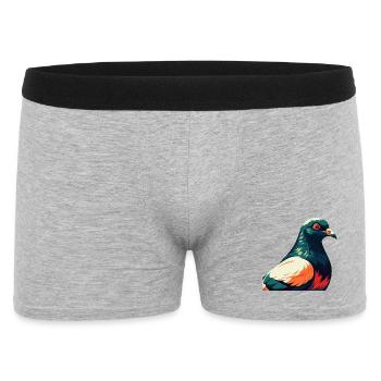 Taube Cartoon Figur Buntes Haustier Tier - Männer Boxer Shorts - Grau meliert - Vorne