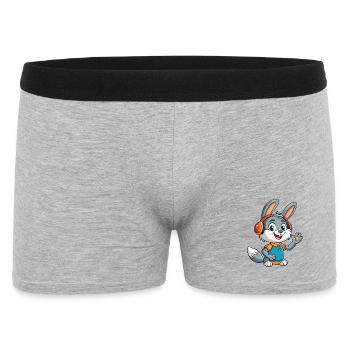 Kaninchen Lustige Cartoon Figur Kopfhörer Musik - Männer Boxer Shorts - Grau meliert - Vorne
