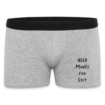 NEED MONEY FOR SYLT - Männer Boxer Shorts - Grau meliert - Vorne