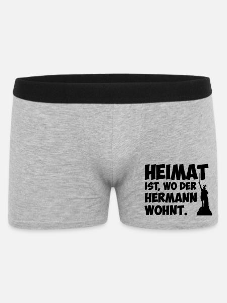 Heimat ist, wo der Hermann wohnt. - Männer Boxer Shorts - Grau meliert