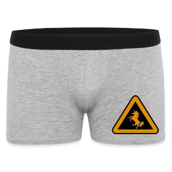 Achtung Einhorn, Gefahr - Männer Boxer Shorts - Grau meliert - Vorne