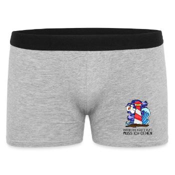 Wenn die Küste ruft Nordsee Leuchtturm - Männer Boxer Shorts - Grau meliert - Vorne