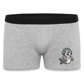 Seal Funny Cartoon Character Musique de casque - Boxer Homme - gris chiné - Devant