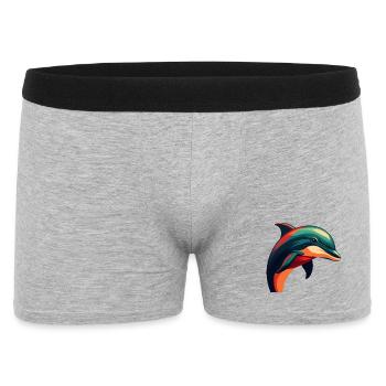 Delfin Cartoon Figur Buntes Haustier Tier - Männer Boxer Shorts - Grau meliert - Vorne