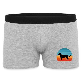 Alpine Dachsbracke Hundesilhouette Retro Sonnenuntergang - Männer Boxer Shorts - Grau meliert - Vorne