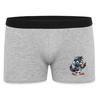 Elster Lustige Zeichentrickfigur Kopfhörer Musik - Männer Boxer Shorts - Grau meliert - Vorne