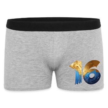 NR. 16 NUMMER 16 COOL 16. GEBURTSTAG - Männer Boxer Shorts - Grau meliert - Vorne