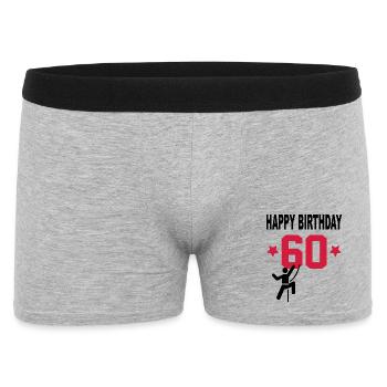 Birthday Bergsteiger Berge Geburtstag 60 Jahre - Männer Boxer Shorts - Grau meliert - Vorne