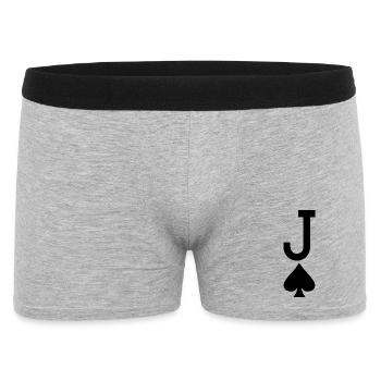 Poker Spielkarte - Pik Bube / Joker - Männer Boxer Shorts - Grau meliert - Vorne
