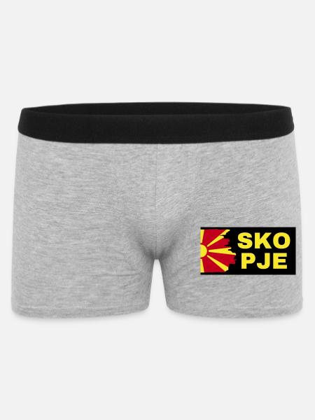 Skopje City with North Macedonia Flag Design - Men's Boxer Shorts - heather grey