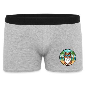 Sheltie Hunderasse Cartoon Sonnenbrille Strand - Männer Boxer Shorts - Grau meliert - Vorne