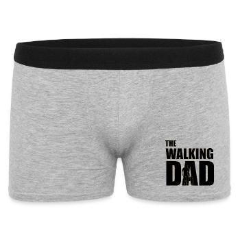 Der wandelnde Papa (schwarz) Kontur Gold - Männer Boxer Shorts - Grau meliert - Vorne