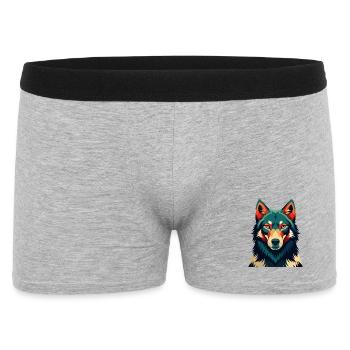 Wolf Cartoon Character Colorful Pet Animal - Men's Boxer Shorts - heather grey - Front
