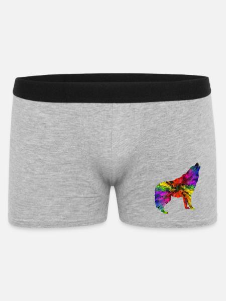 Wolf rainbow - Men's Boxer Shorts - heather grey