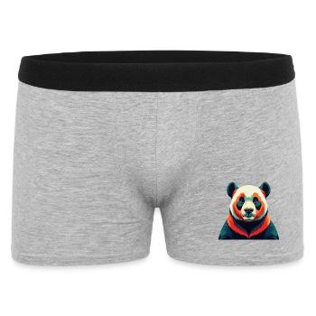Panda Cartoon Figur Buntes Haustier Tier - Männer Boxer Shorts - Grau meliert - Vorne