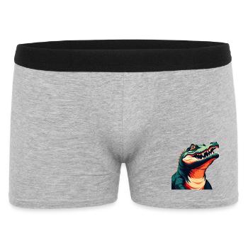 Krokodil Cartoon Figur Buntes Haustier Tier - Männer Boxer Shorts - Grau meliert - Vorne