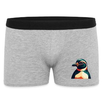 Pinguin Zeichentrickfigur Buntes Haustier Tier - Männer Boxer Shorts - Grau meliert - Vorne