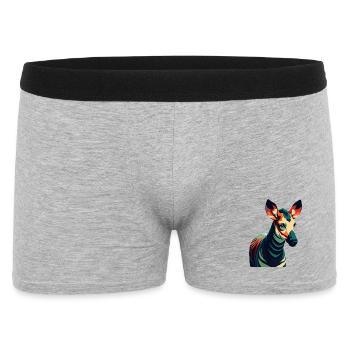 Okapi Zeichentrickfigur Buntes Haustier Tier - Männer Boxer Shorts - Grau meliert - Vorne
