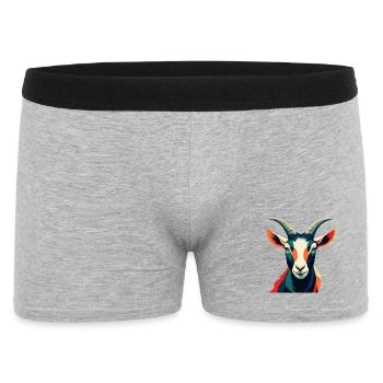 Ziege Cartoon Figur Buntes Haustier Tier - Männer Boxer Shorts - Grau meliert - Vorne