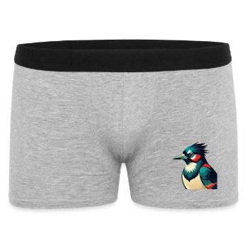 Blauhäher Zeichentrickfigur Buntes Haustier Tier - Männer Boxer Shorts - Grau meliert - Vorne
