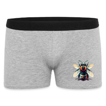 Biene Cartoon Figur Buntes Haustier Tier - Männer Boxer Shorts - Grau meliert - Vorne