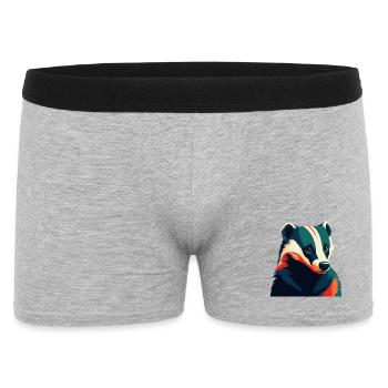 Dachs Zeichentrickfigur Buntes Haustier Tier - Männer Boxer Shorts - Grau meliert - Vorne