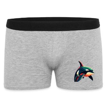 Orca Cartoon-Figur Buntes Haustier - Männer Boxer Shorts - Grau meliert - Vorne