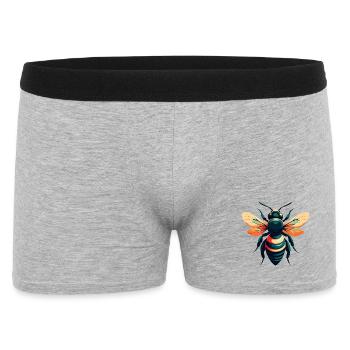 Biene Cartoon Figur Buntes Haustier Tier - Männer Boxer Shorts - Grau meliert - Vorne