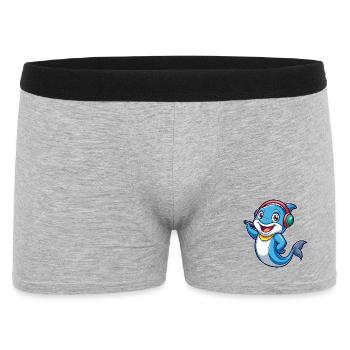 Delfin Lustige Zeichentrickfigur Kopfhörer Musik - Männer Boxer Shorts - Grau meliert - Vorne