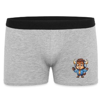 Buffalo Lustige Cartoon Figur Kopfhörer Musik - Männer Boxer Shorts - Grau meliert - Vorne