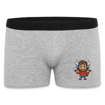 Bison Lustige Zeichentrickfigur Kopfhörer Musik - Männer Boxer Shorts - Grau meliert - Vorne