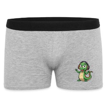 Anaconda Lustige Cartoon Figur Kopfhörer Musik - Männer Boxer Shorts - Grau meliert - Vorne