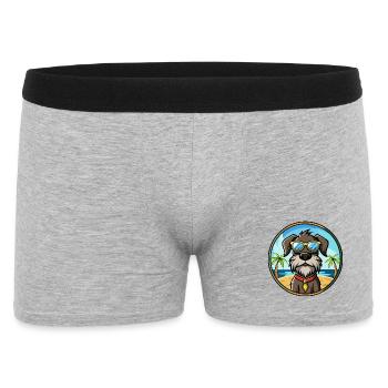 Deutscher Drahthaar Vorstehhund Rasse Cartoon Strand - Männer Boxer Shorts - Grau meliert - Vorne