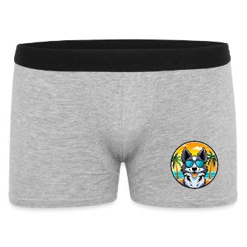 Border Collie Hunderasse Cartoon Sonnenbrille Strand - Männer Boxer Shorts - Grau meliert - Vorne