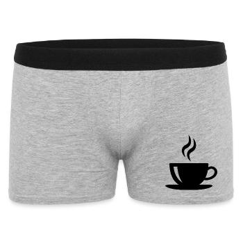 Kaffeetasse - Männer Boxer Shorts - Grau meliert - Vorne