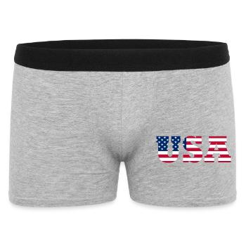 Stars & Stripes Lettermark USA - Männer Boxer Shorts - Grau meliert - Vorne
