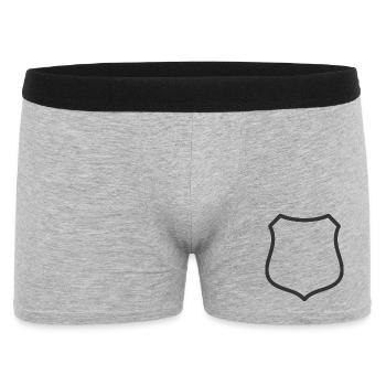 Leeres Schildlinien-Symbol Abzeichen Wappen Umrisssymbol - Männer Boxer Shorts - Grau meliert - Vorne