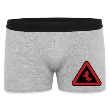 Achtung Einhorn, Gefahr - Männer Boxer Shorts - Grau meliert - Vorne