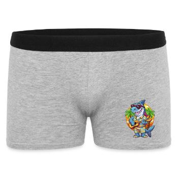 Lustige Hai Sommer Strand Sonnenbrille Hawaiianisch - Männer Boxer Shorts - Grau meliert - Vorne