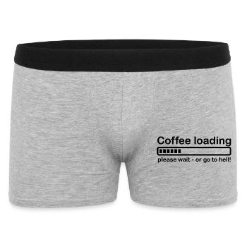 Coffee loading Kaffee Humor Geschenk Spruch - Männer Boxer Shorts - Grau meliert - Vorne