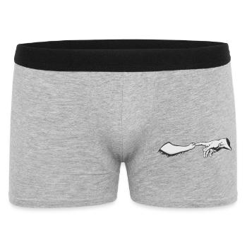 Gott, ein Hund und Michelangelo - Männer Boxer Shorts - Grau meliert - Vorne