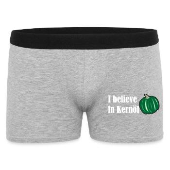 I believe in Kernöl Steiermark Österreich R - Männer Boxer Shorts - Grau meliert - Vorne
