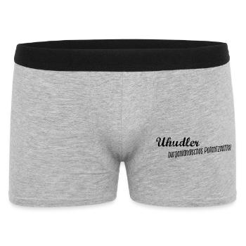 Burgenländisches Potentzmittel - Uhudler Geschenk - Männer Boxer Shorts - Grau meliert - Vorne