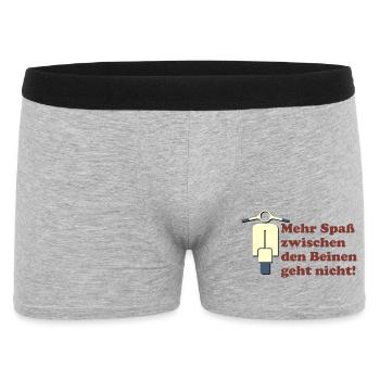 Lustiger Spaß zwischen den Beinen Moped Spruch - Männer Boxer Shorts - Grau meliert - Vorne