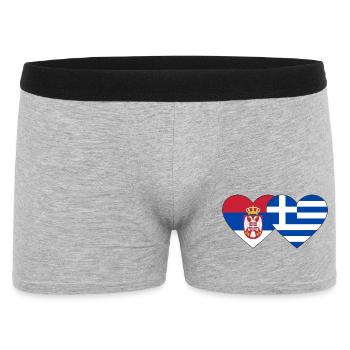 Serbie Grèce Drapeau Coeur - Boxer Homme - gris chiné - Devant