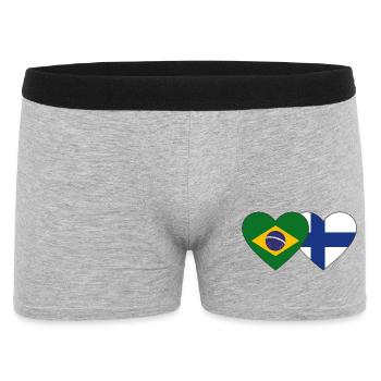 Brésil Finlande Flag Heart - Boxer Homme - gris chiné - Devant